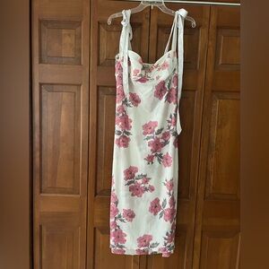 Free People White and Pink Floral Dress